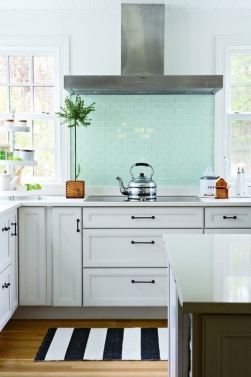 Turquoise Glass Tiles Are Beautiful As A Backsplash Behind The Stove