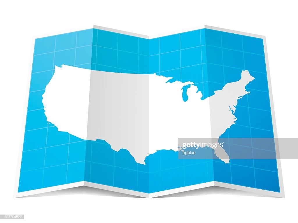 Usa Map Folded Isolated On White Background Stock Illustration