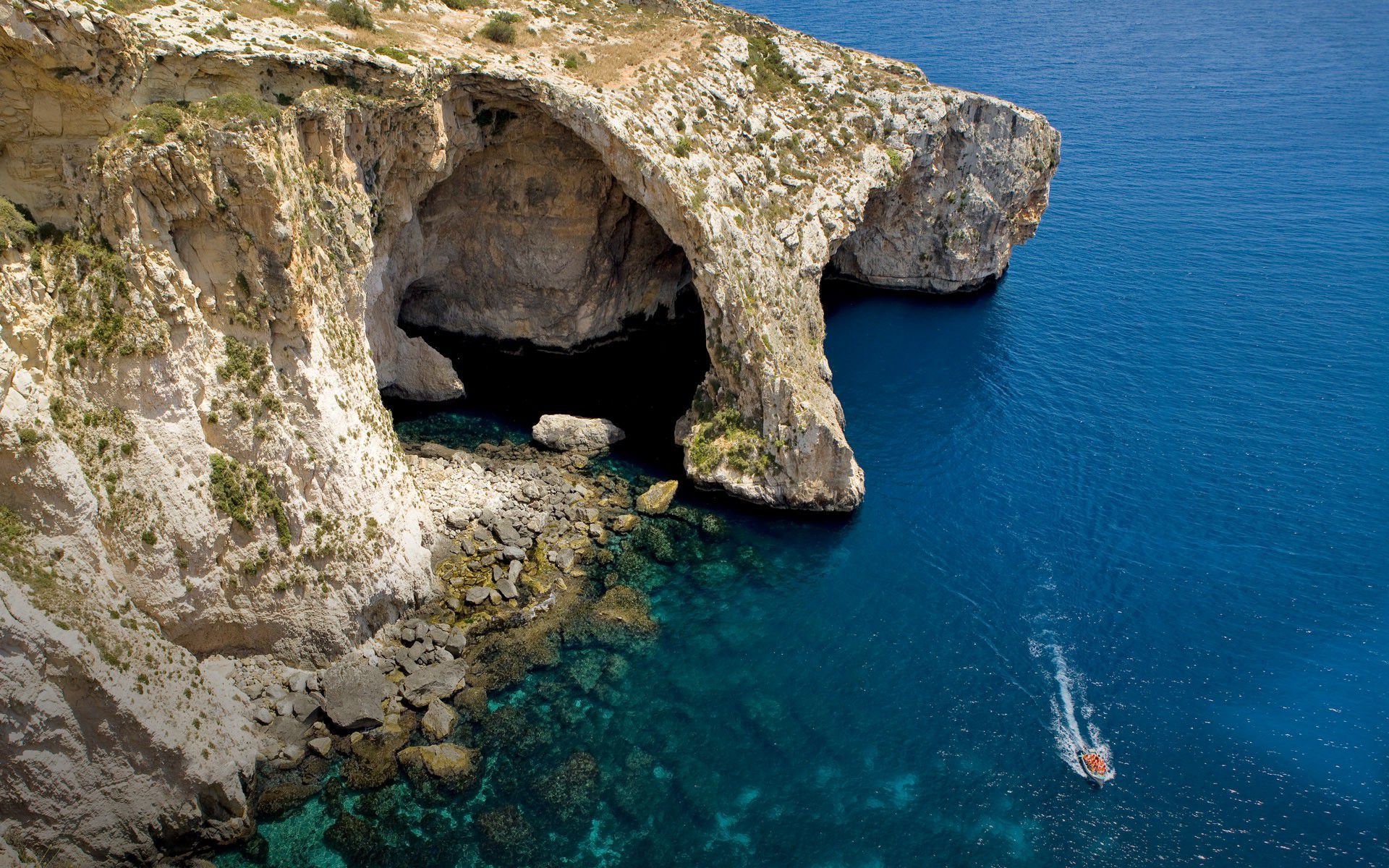 Sea Cave Malta Wallpaper Image Photos Pictures Background