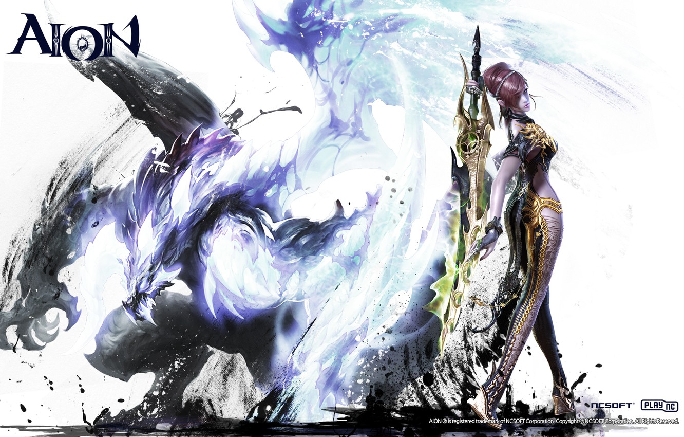 Wallpaper Dragon Girl Sword Aion Templar Ncsoft Image For