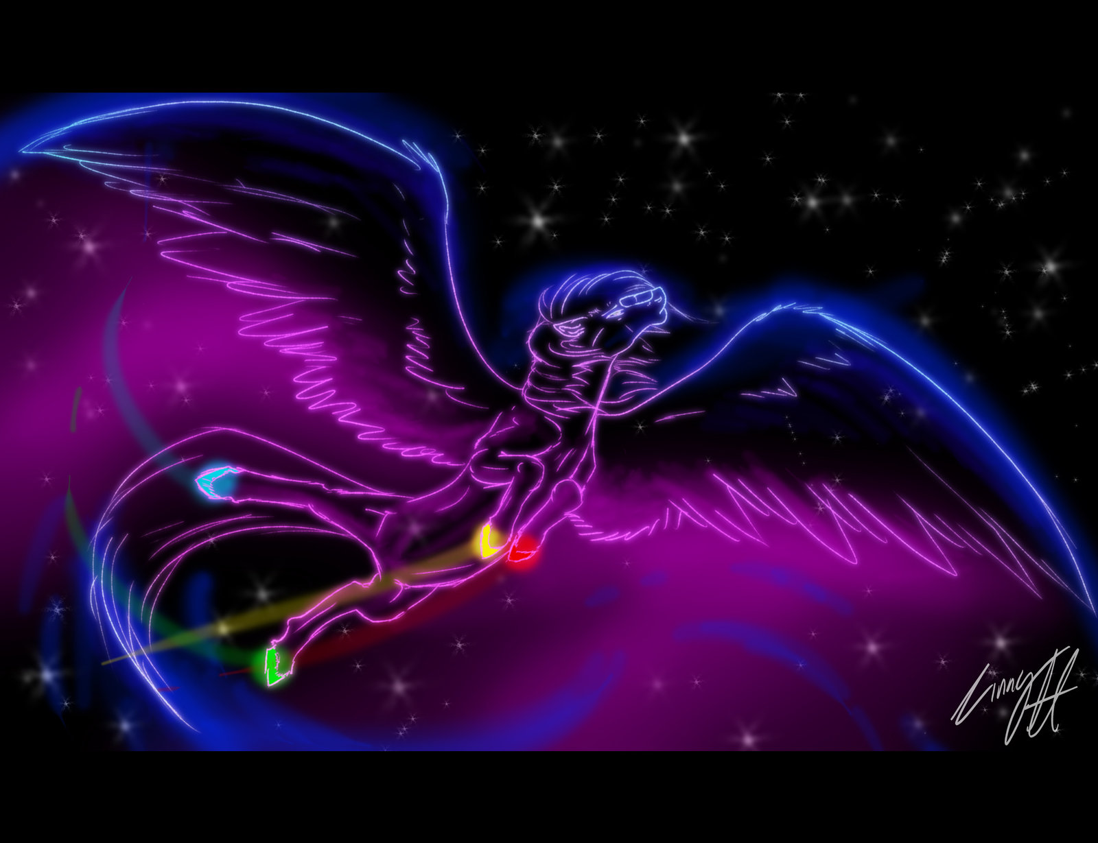 Awesome Neon Animal Background Spread Your Wings Pegasus