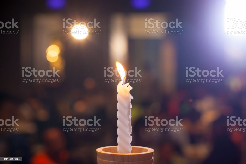 White Candlestick With Blur Bokeh Background Image For Background