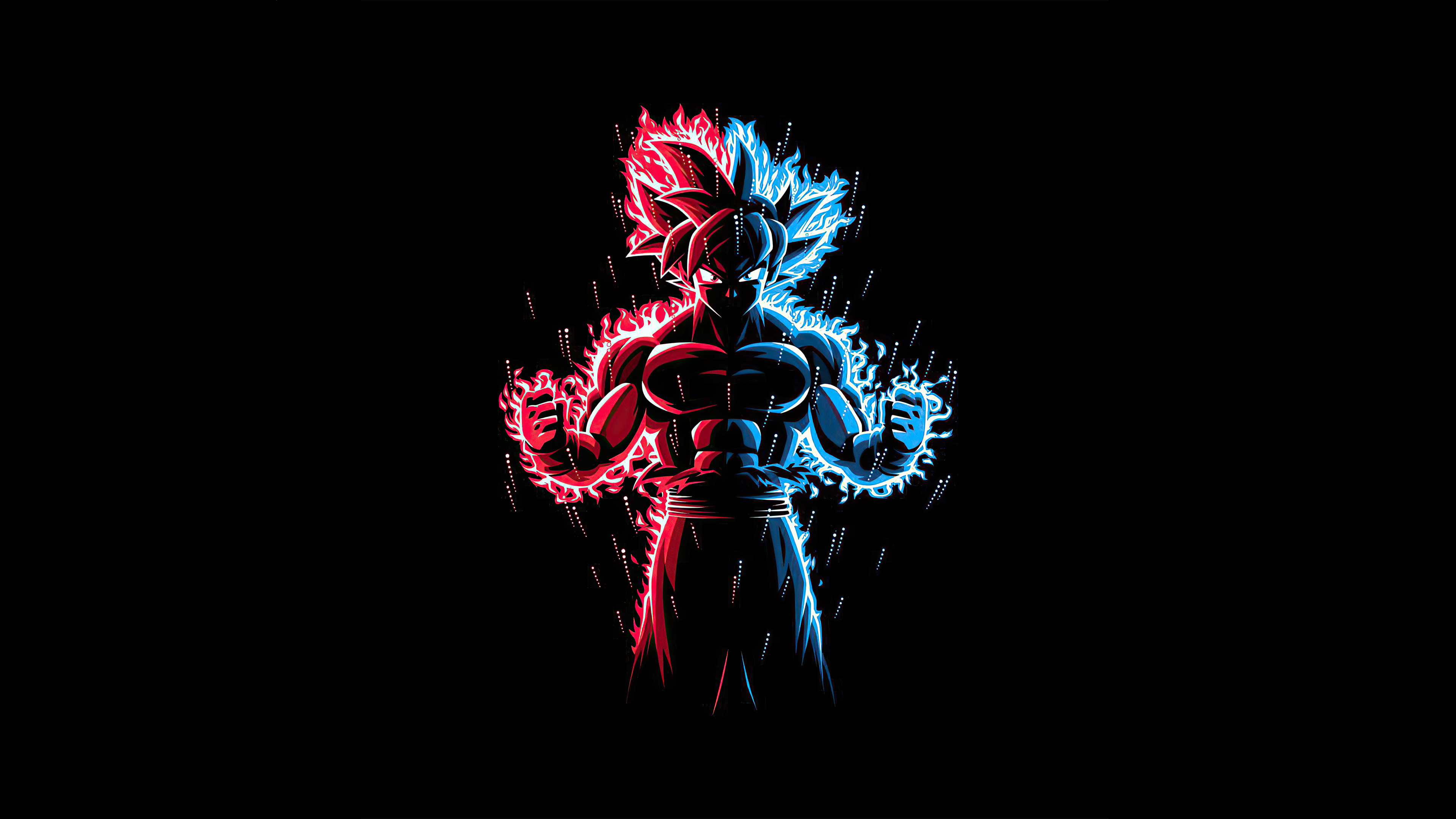 God Red Blue Goku Dragon Ball Z Wallpaper HD Anime 4k Image