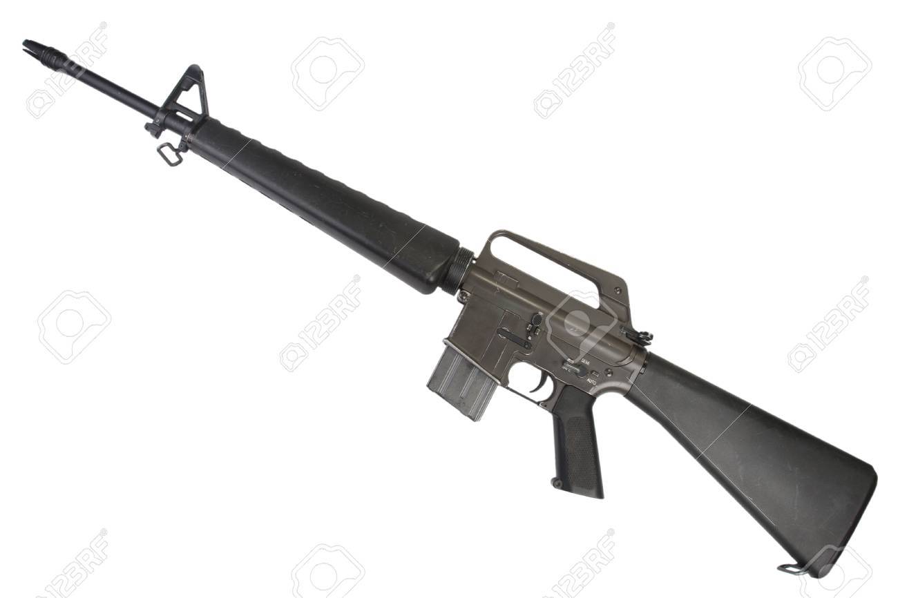 M16 Rifle Vietnam War Period Isolated On A White Background Stock