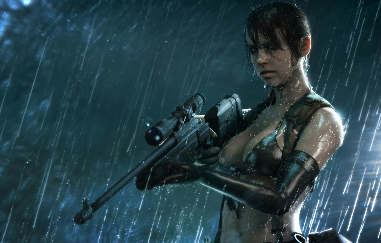 Wallpaper Girl Rain The Game Sniper Metal Gear