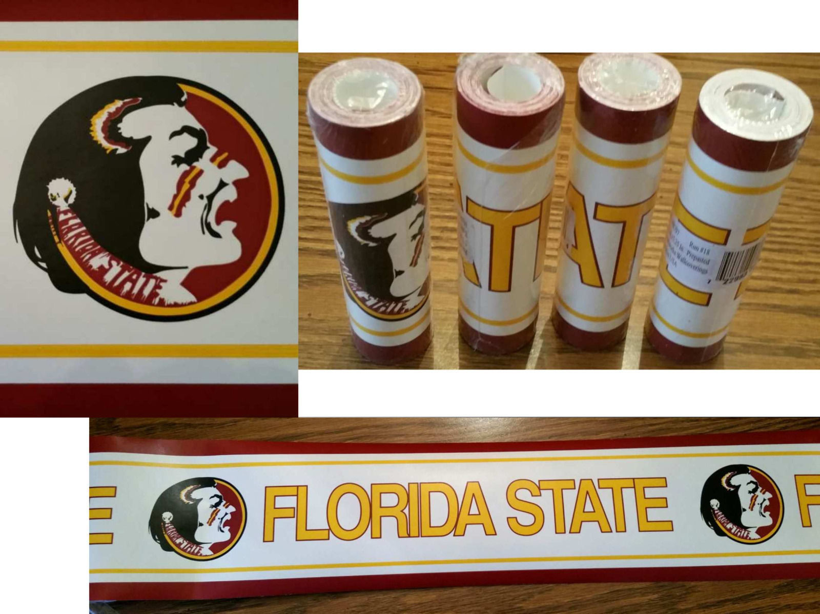 FLORIDA STATE SEMINOLES WALLPAPER BORDER ROLL 4 AVAILABLE PREPASTED