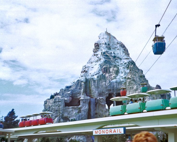 retroscopedisney The Disneyland PeopleMover with the Matterhorn in