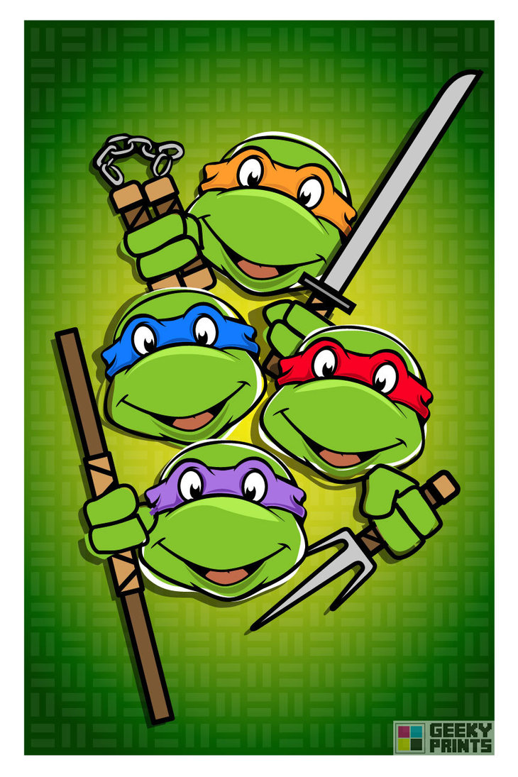 Teenage Mutant Ninja Turtles Poster   TNMT Retro S by geekyprints on