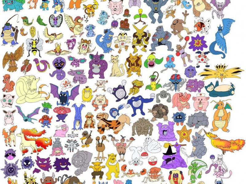 original 150 pokemon pictures names