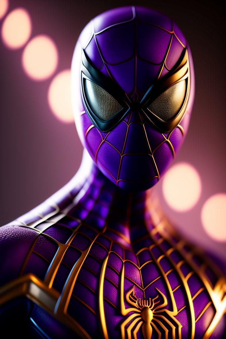 Purple Gold Spiderman In Marvel Statues