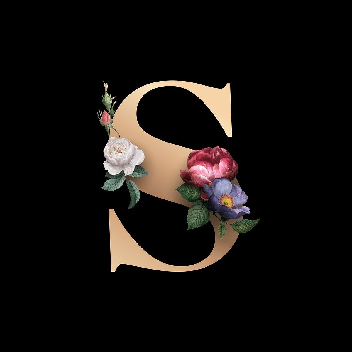 Classic And Elegant Floral Alphabet Font Letter S Wallpaper