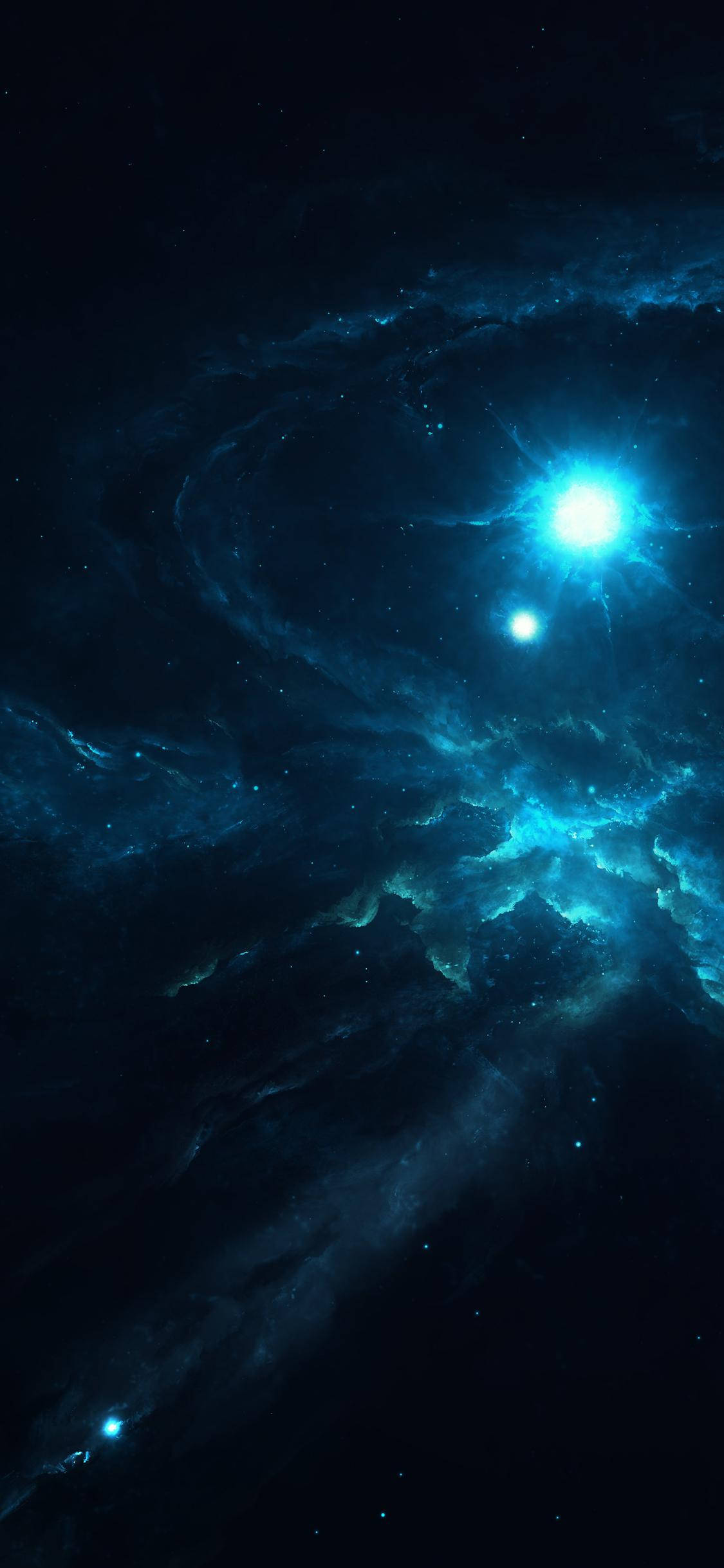 Bright Blue Moon Galaxy iPhone Wallpaper