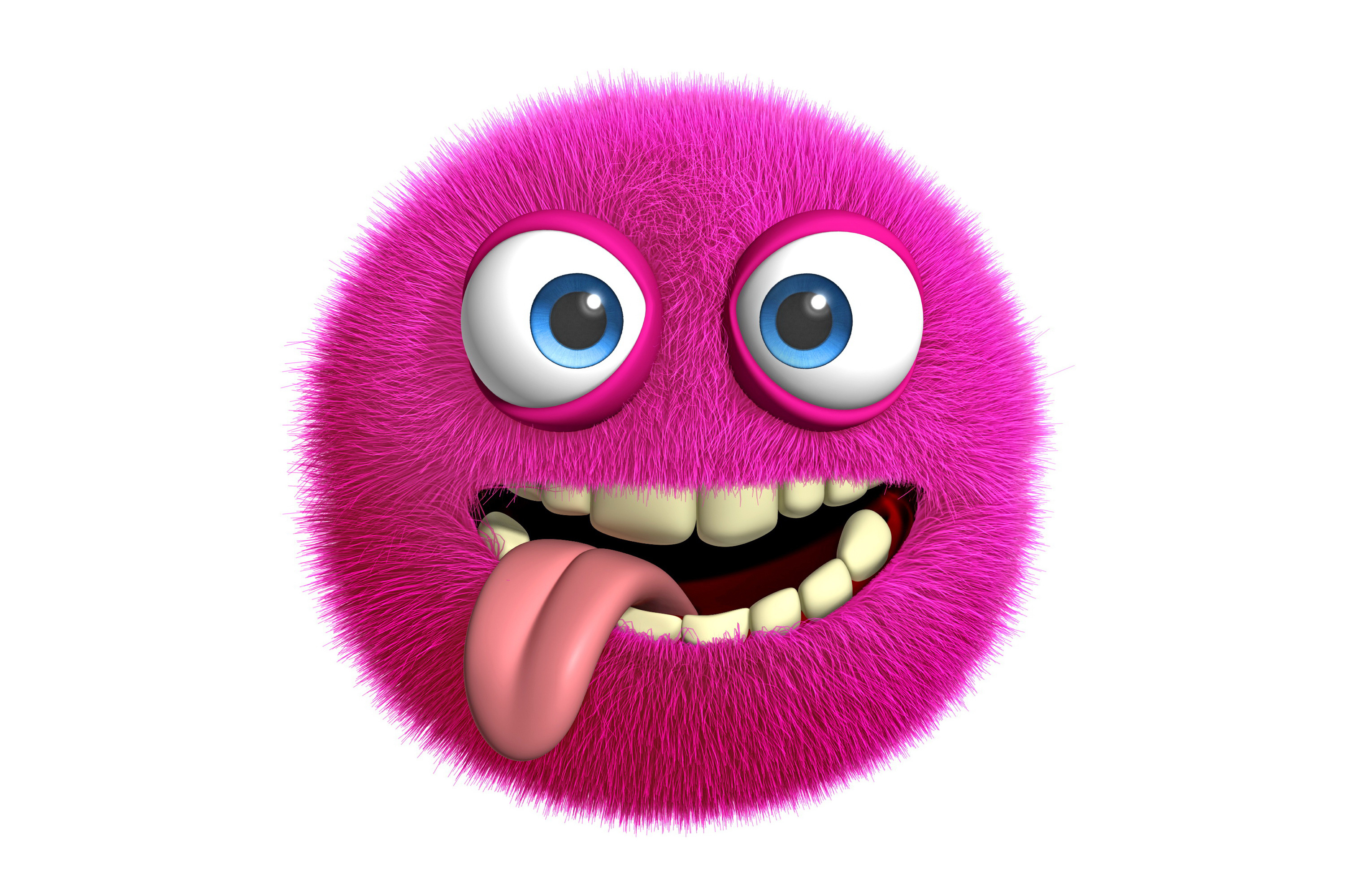 Wallpaper 3d Monster Cute Fluffy Funny Face Rendering