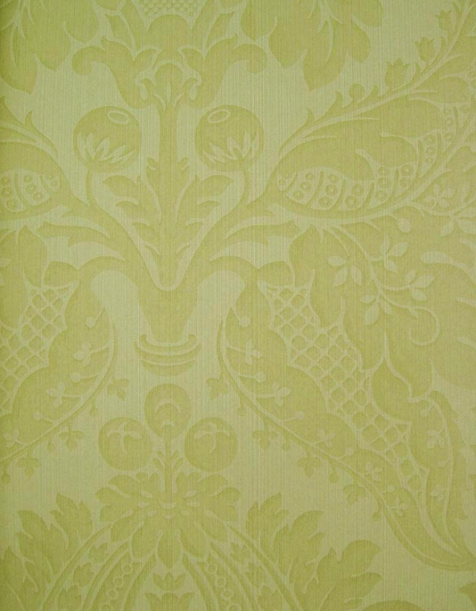 Malmaison Wallpaper Light sage green damask wallpaper with strie