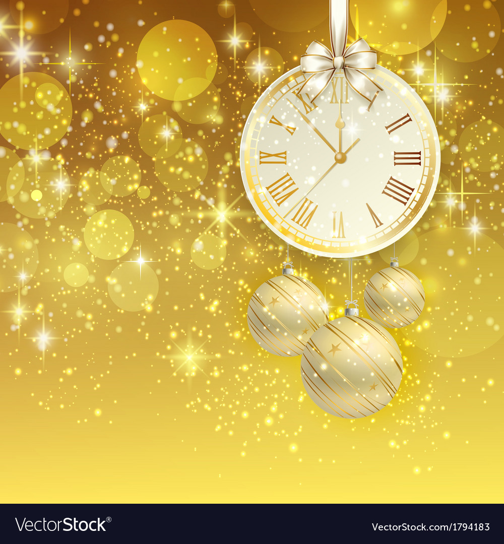 New Year Background With Golden Clock Royalty Vector