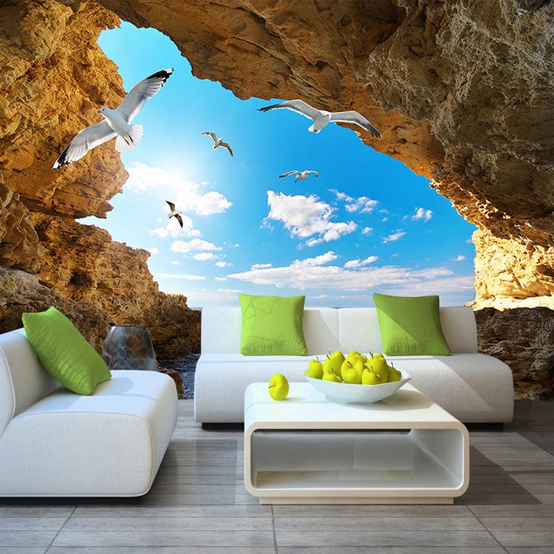 Custom Size Cavescape 3d Wallpaper Mural In Rooms