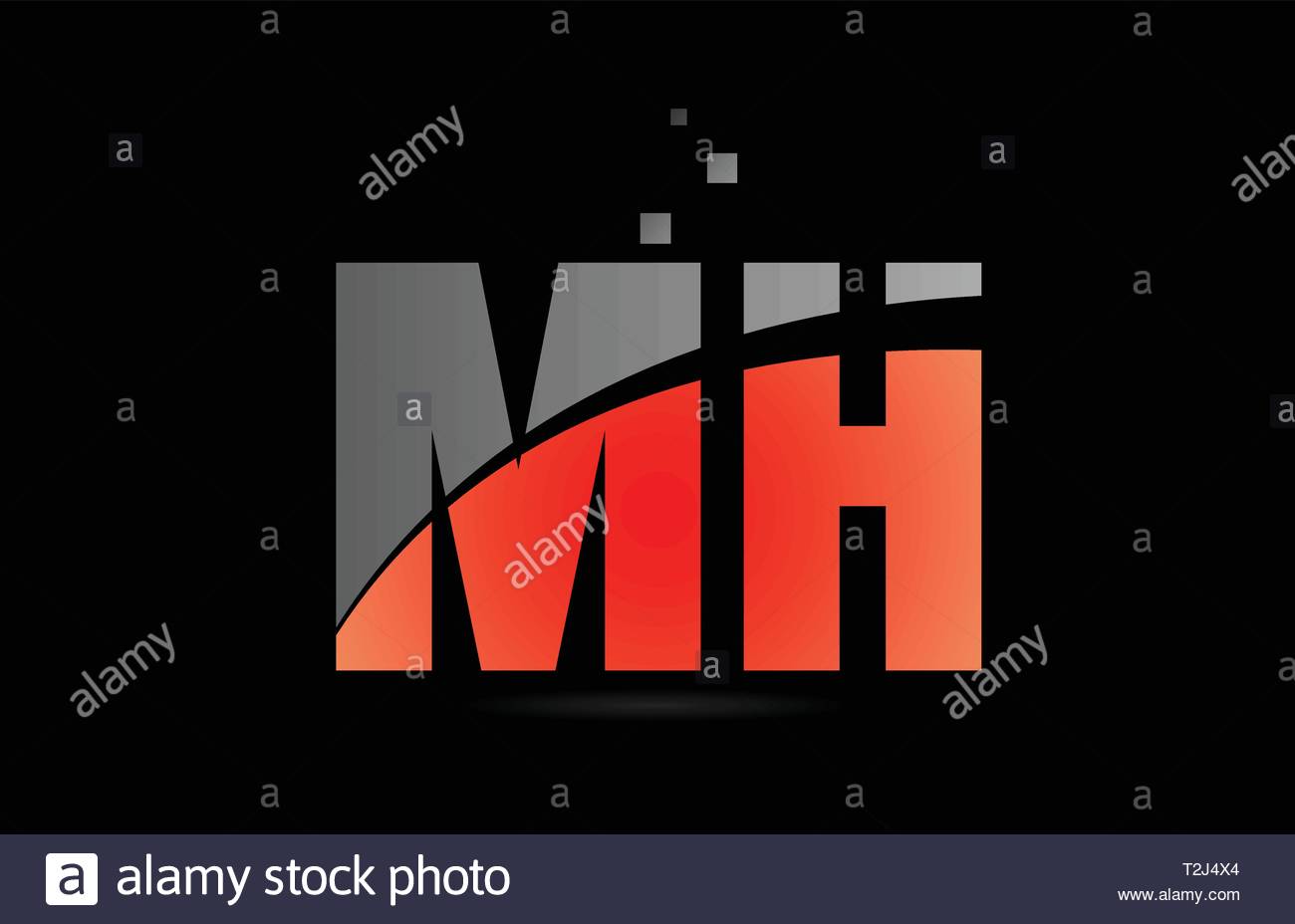 Orange Grey On Black Background Alphabet Letter Mh M H Logo