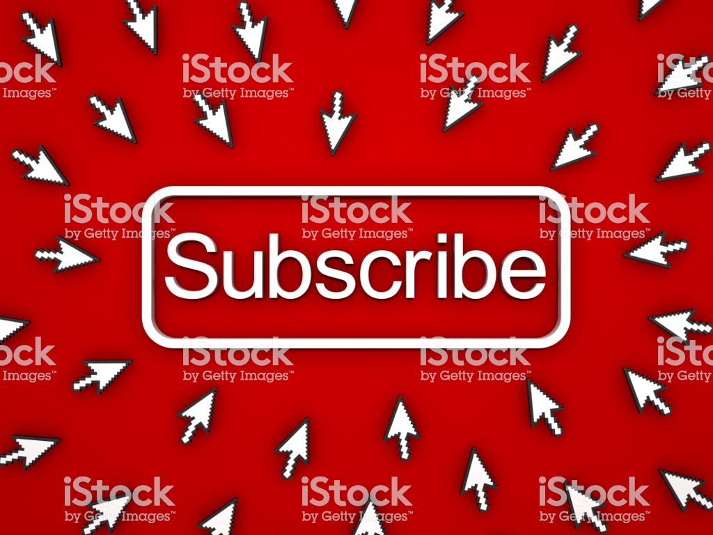 Subscribe Button With Many Puter Arrow Cursors On Red