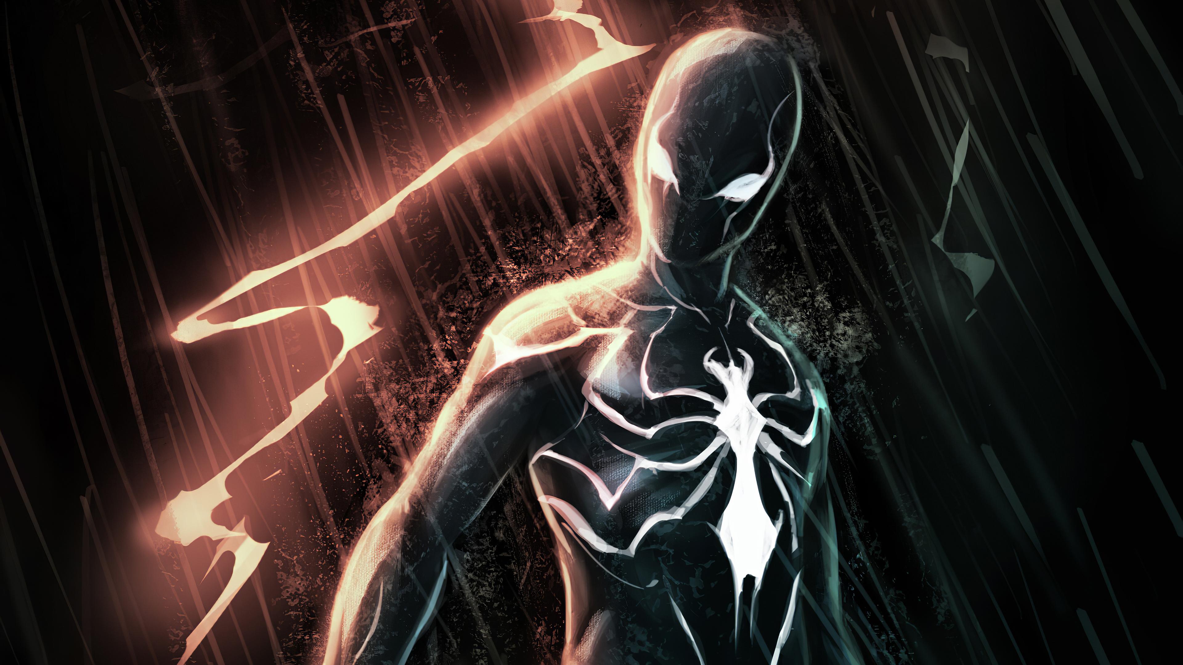 Wallpaper 4k Black Spiderman In Dark