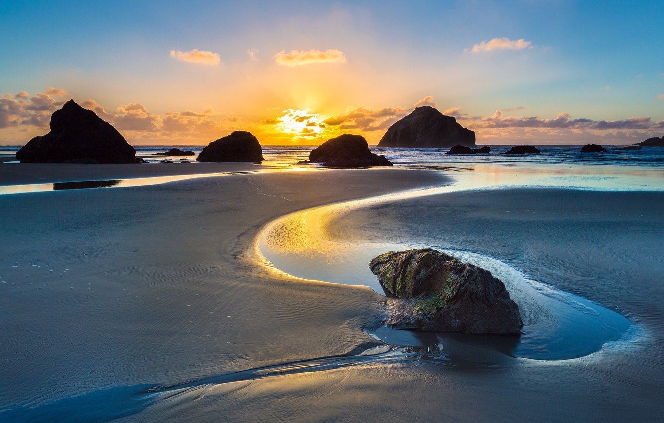 Wallpaper Beach The Ocean Rocks Dawn Usa Oregon Quot Face