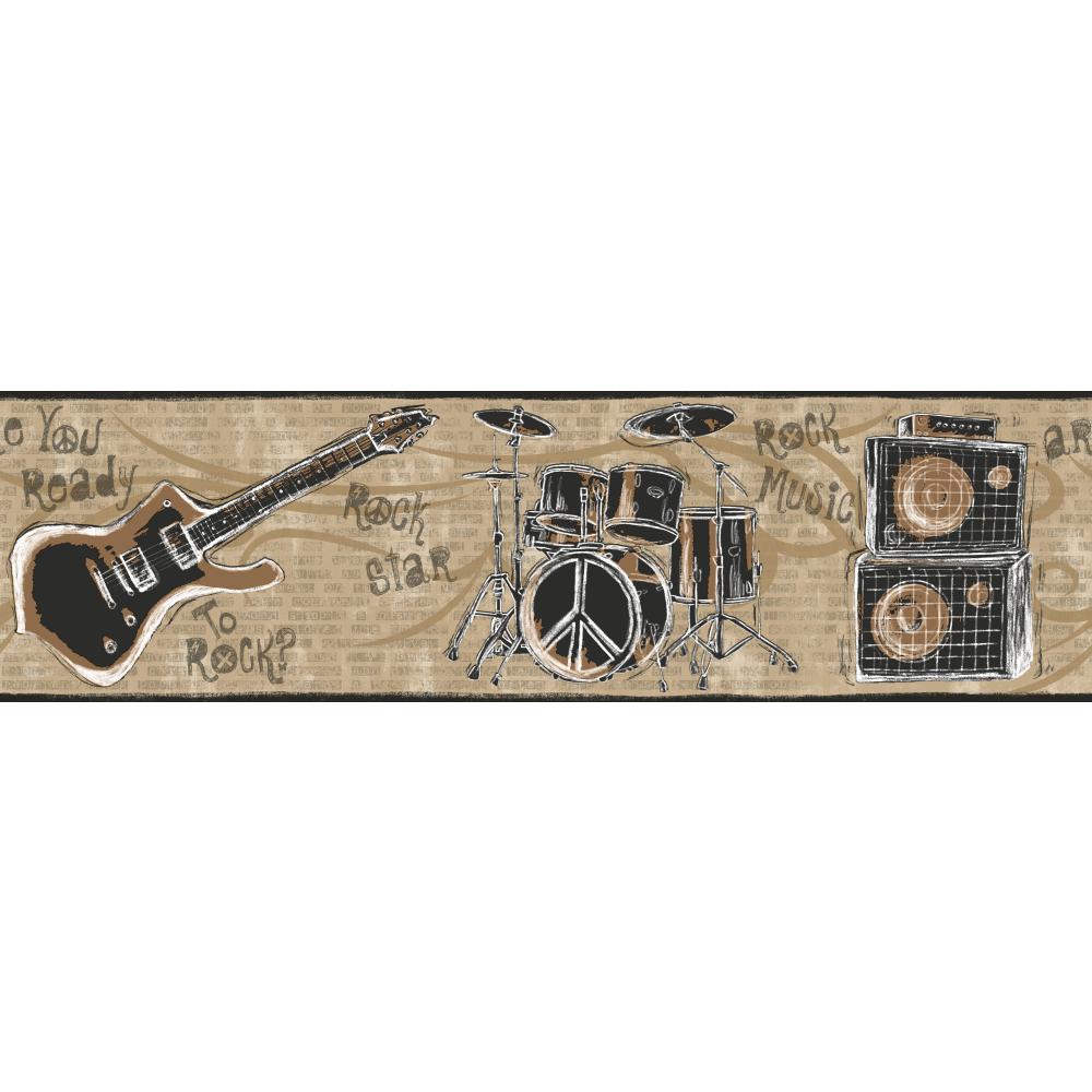 Free download Rock Band Wallpaper Border CK7781B electric guitar drum