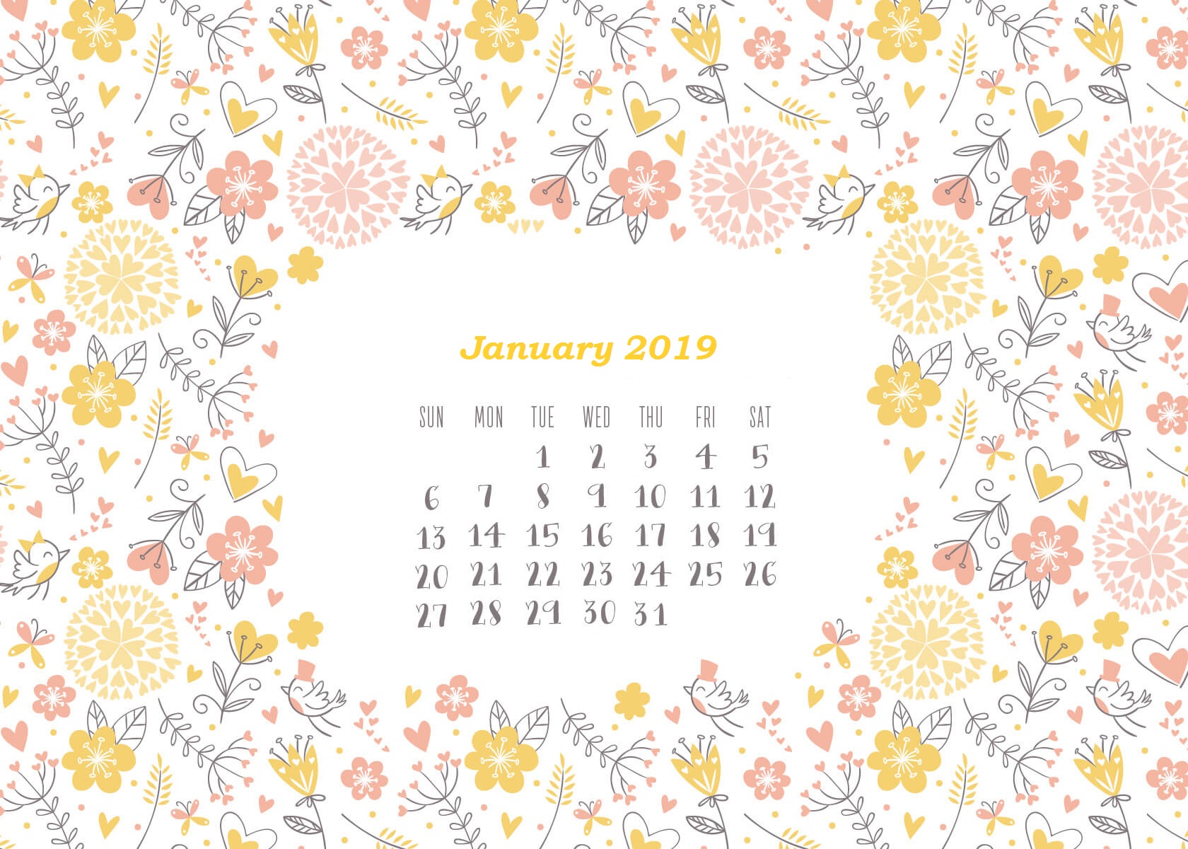 January 2019 HD Calendar Wallpapers Calendar 2019 1680x1200