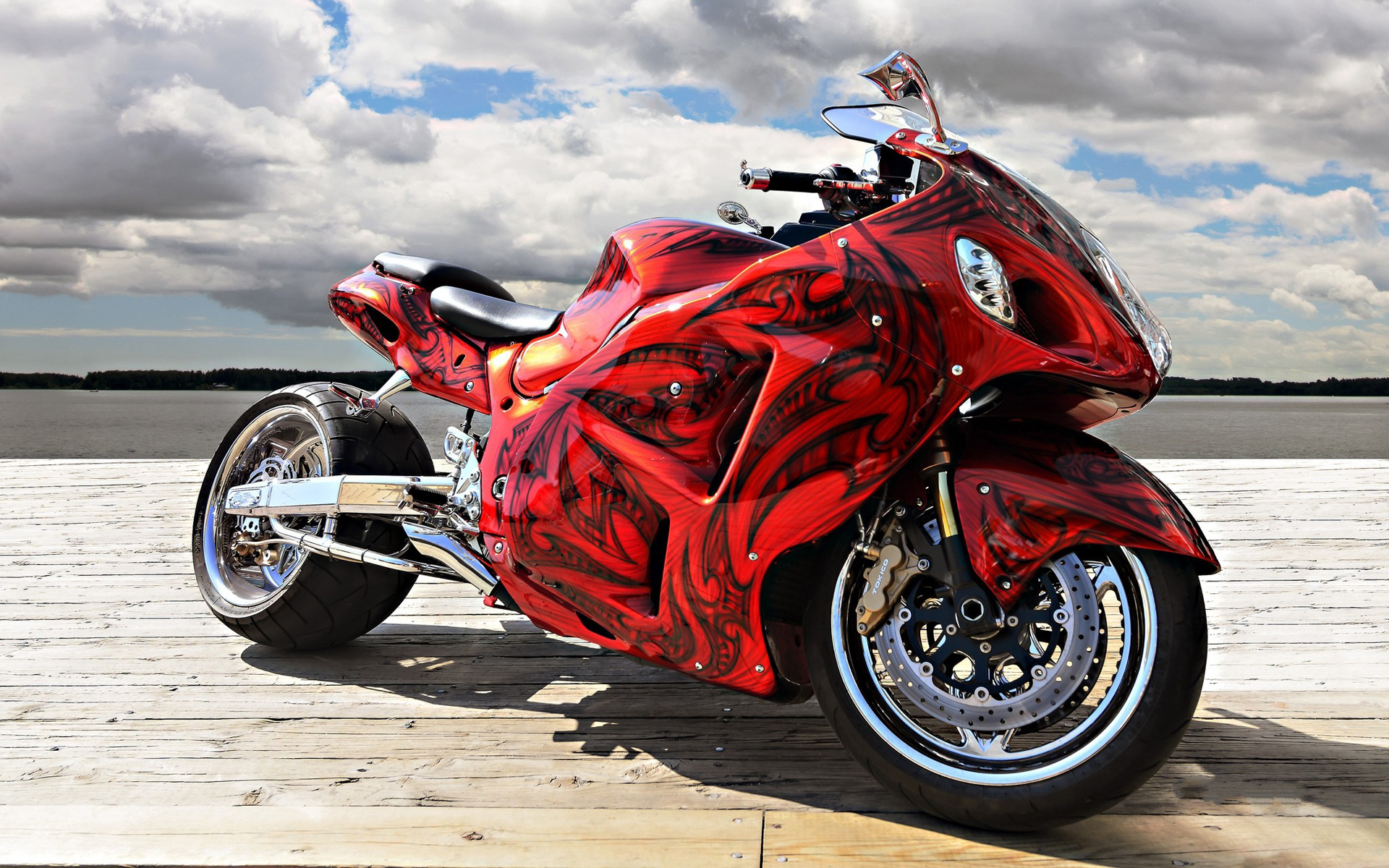Red Motorcycle Pro Tuning HD Wallpaper Widescreen