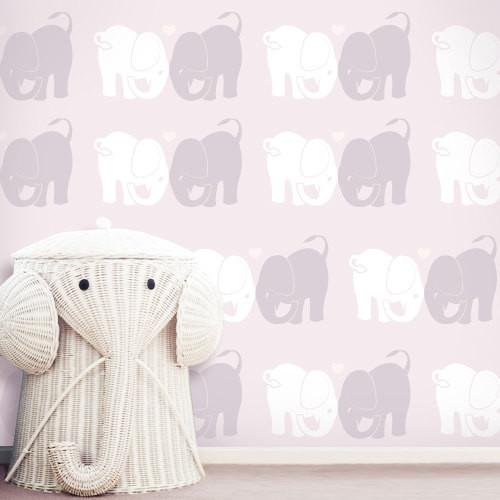 Dusty Pink Removable Wallpaper Elephant Love Pinknbluebaby