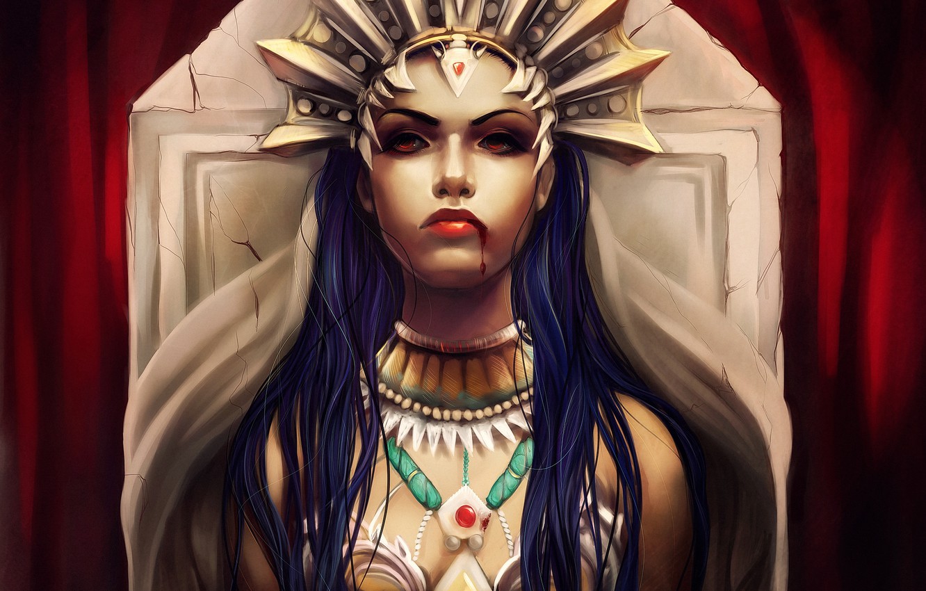 Wallpaper Look Girl Blood Crown Akasha Queen Of The Damned