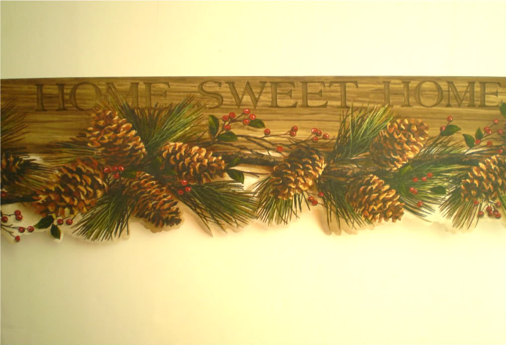Laser Cut Home Sweet Home Border with Pine Cones Berries by Brewster
