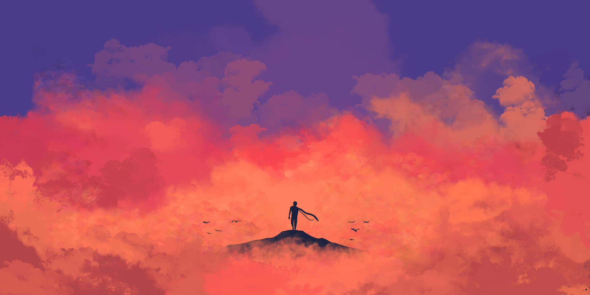 Take A Break And Relax With The Colorful Red Aesthetic Anime Laptop Wallpaper