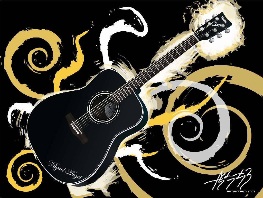 Acoustic Guitar Cool Black Wallpaper