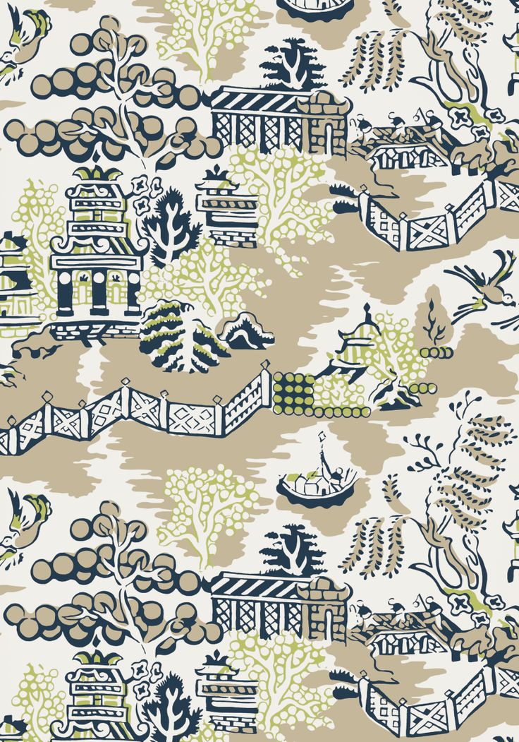 Luzon Wallpaper Thibaut Navy And Beige Fabric Pattern