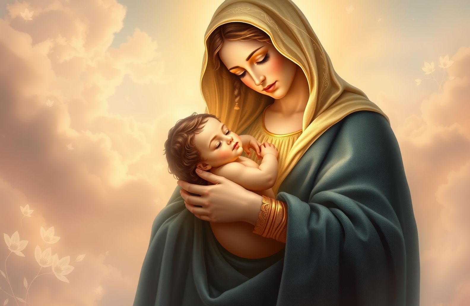 Mother Mary With Baby Jesus Wallpaper
