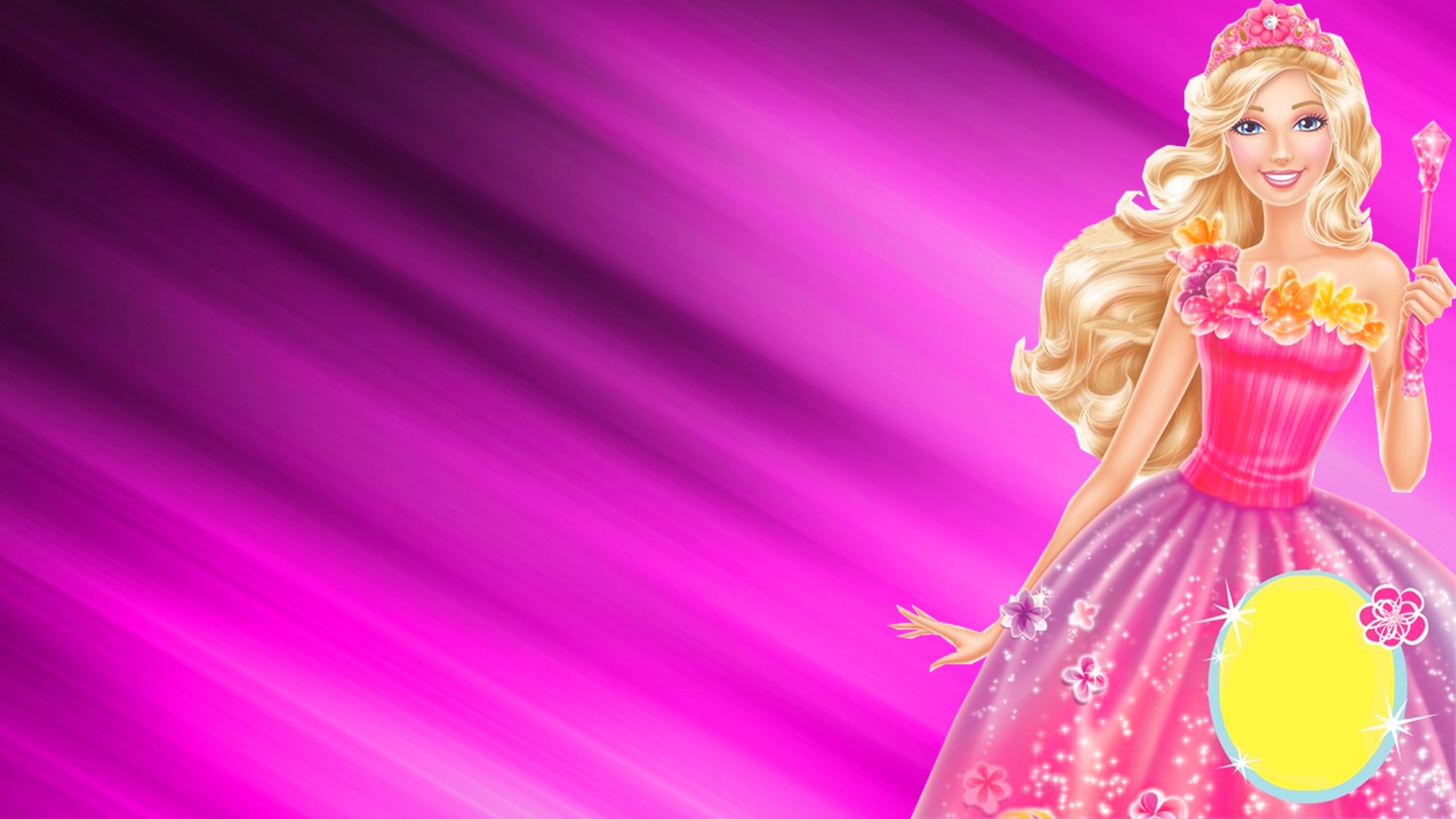 Barbie as a fairy princess on a vibrant pink background