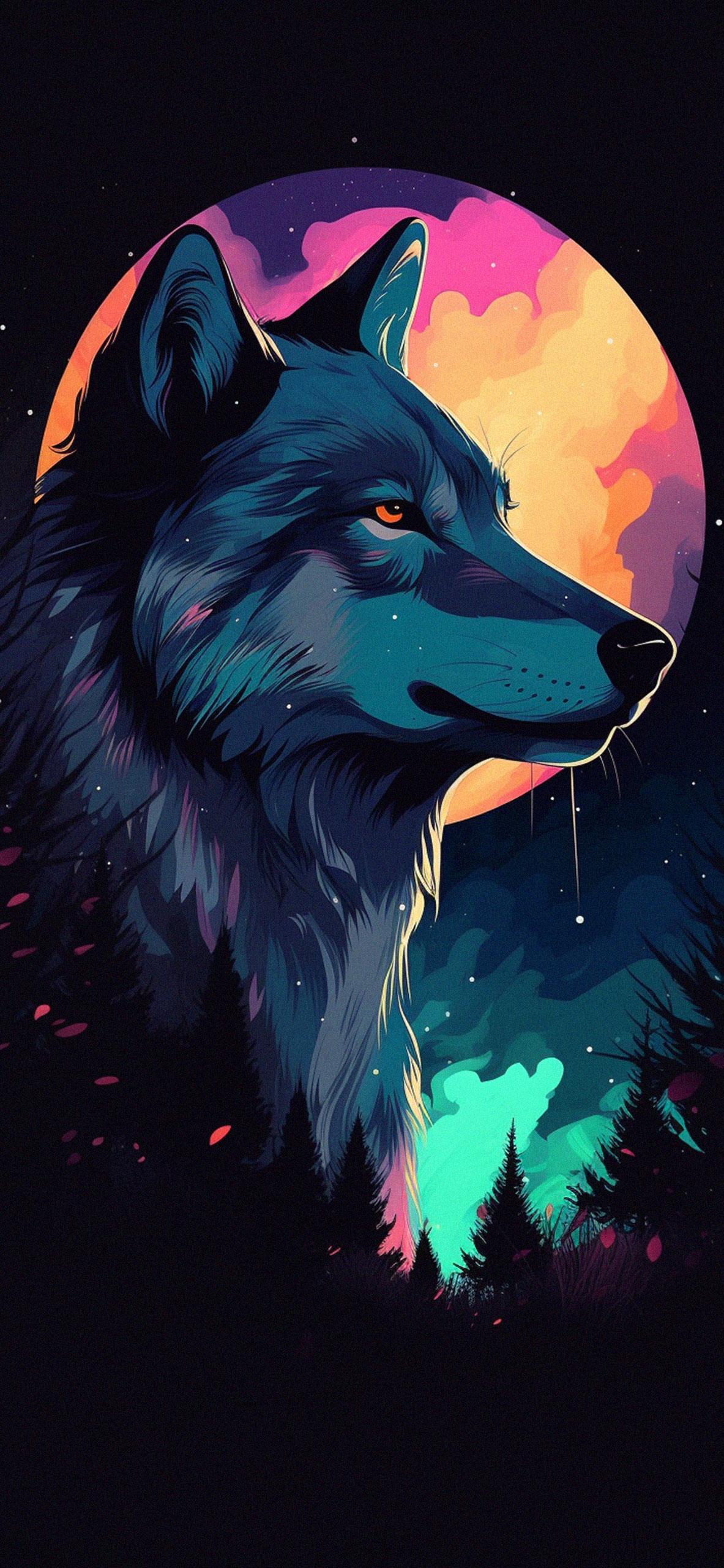 Wolf Moon Art Wallpaper Cool For iPhone 4k
