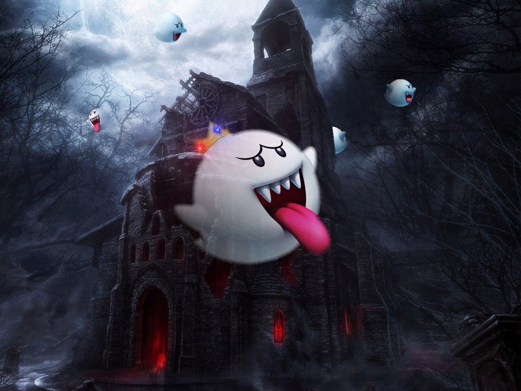 Super Mario Boo With Haunted House By Nocturnalmarauder