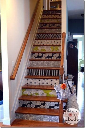 Wallpaper On Stair Risers Ideas Stairs