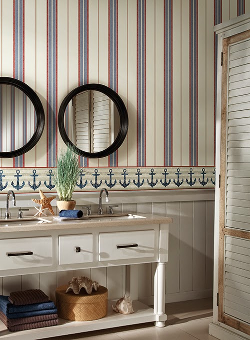 For Less Anchors Away With Nautical Wallpaper And Border