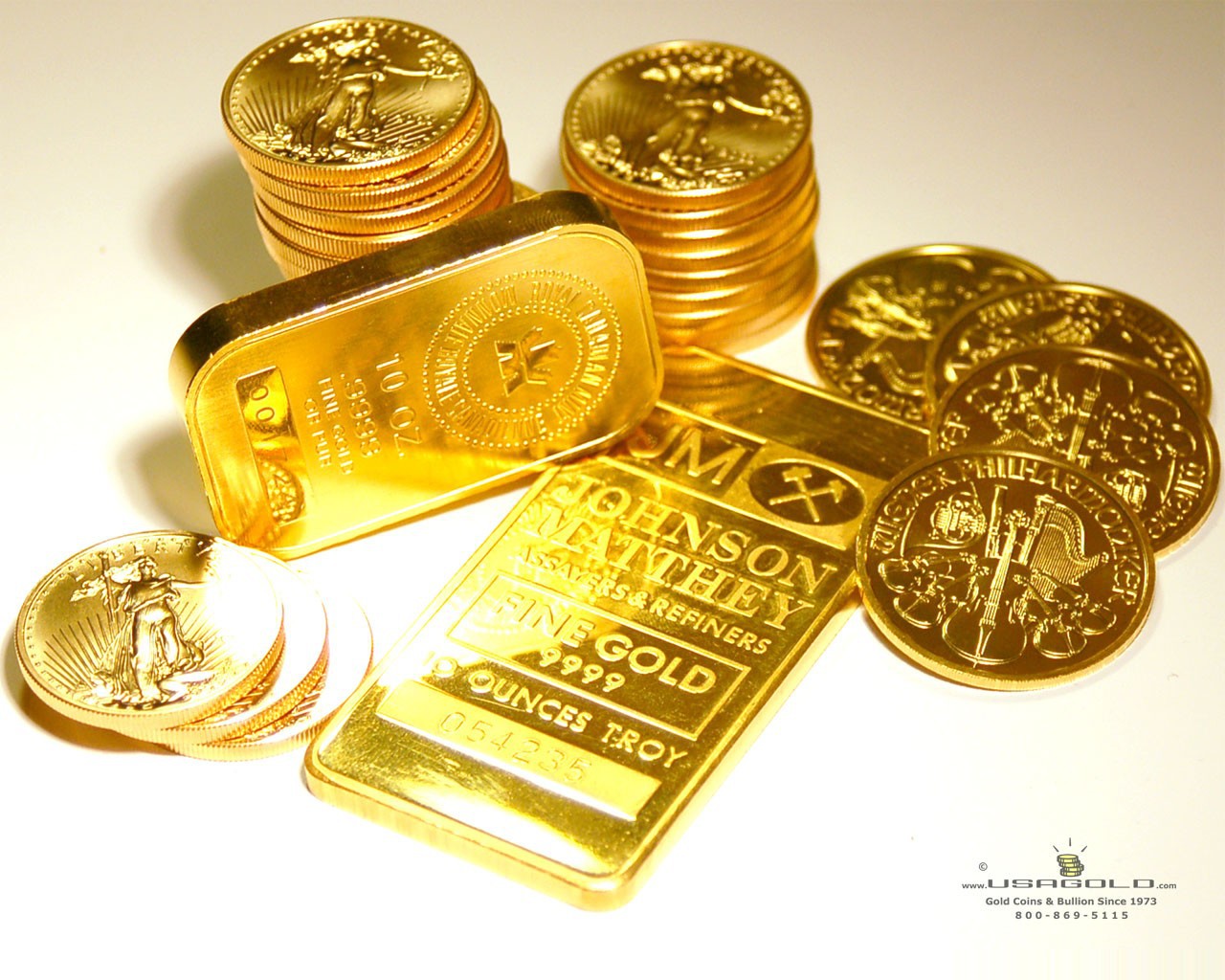 Gold Bars And Coins Wallpaper Image