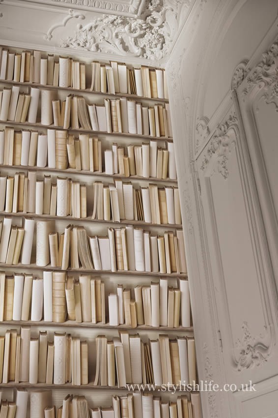 Library Bookcase Wallpaper Vintage Ivory4 Jpg