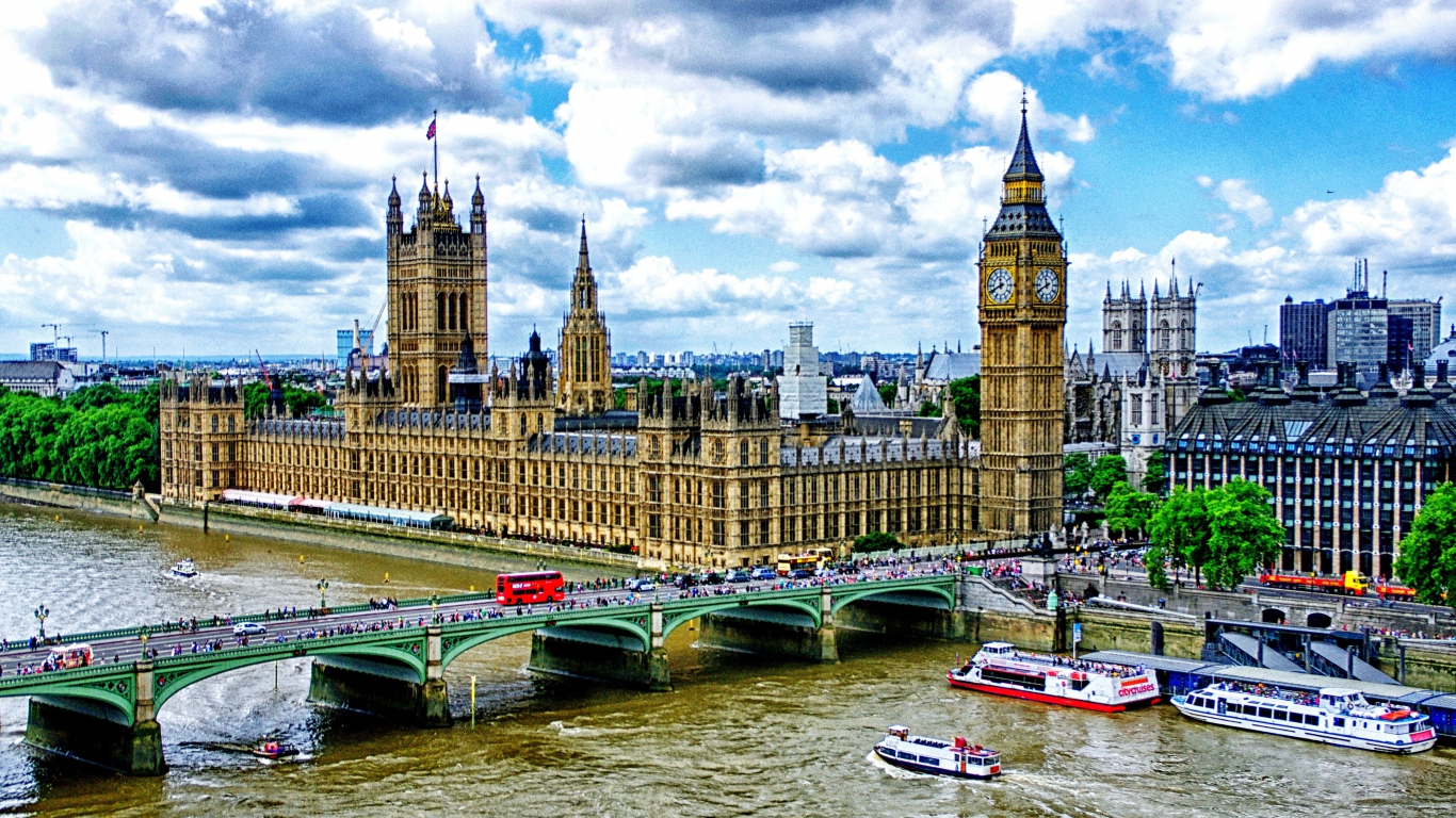 Background London Big Ben Palace Of Westminster River Thames Wallpaper