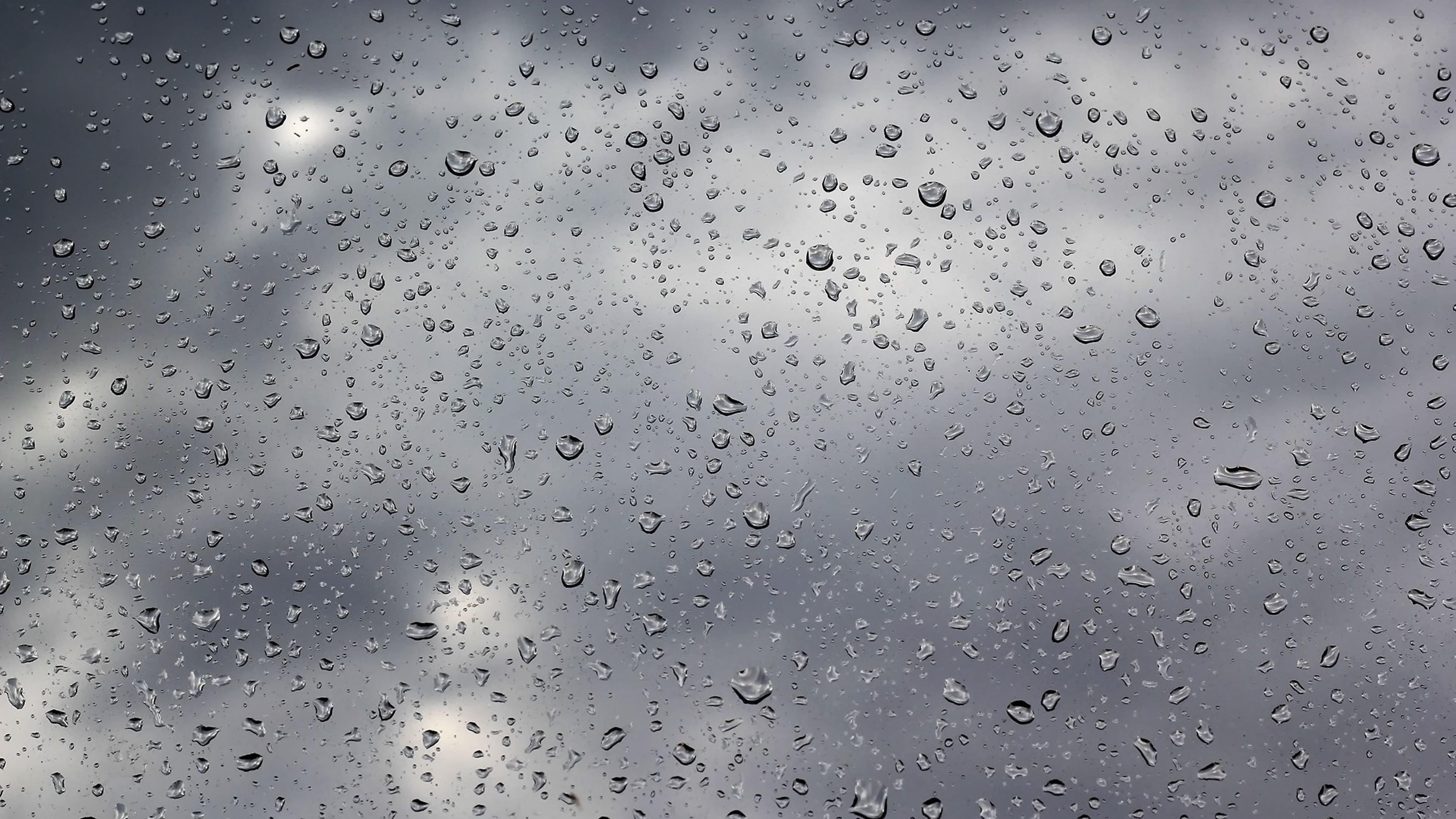Wallpaper Drops Rain Glass Water Clouds 4k