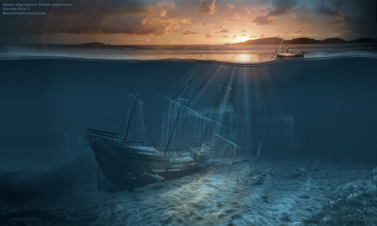 Ghost Ship Series Pirate Shipwreck Surreal Art Print Poster
