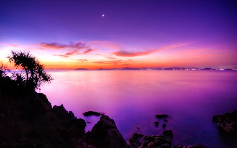 HD Panorama Purple Sunsets Wallpaper