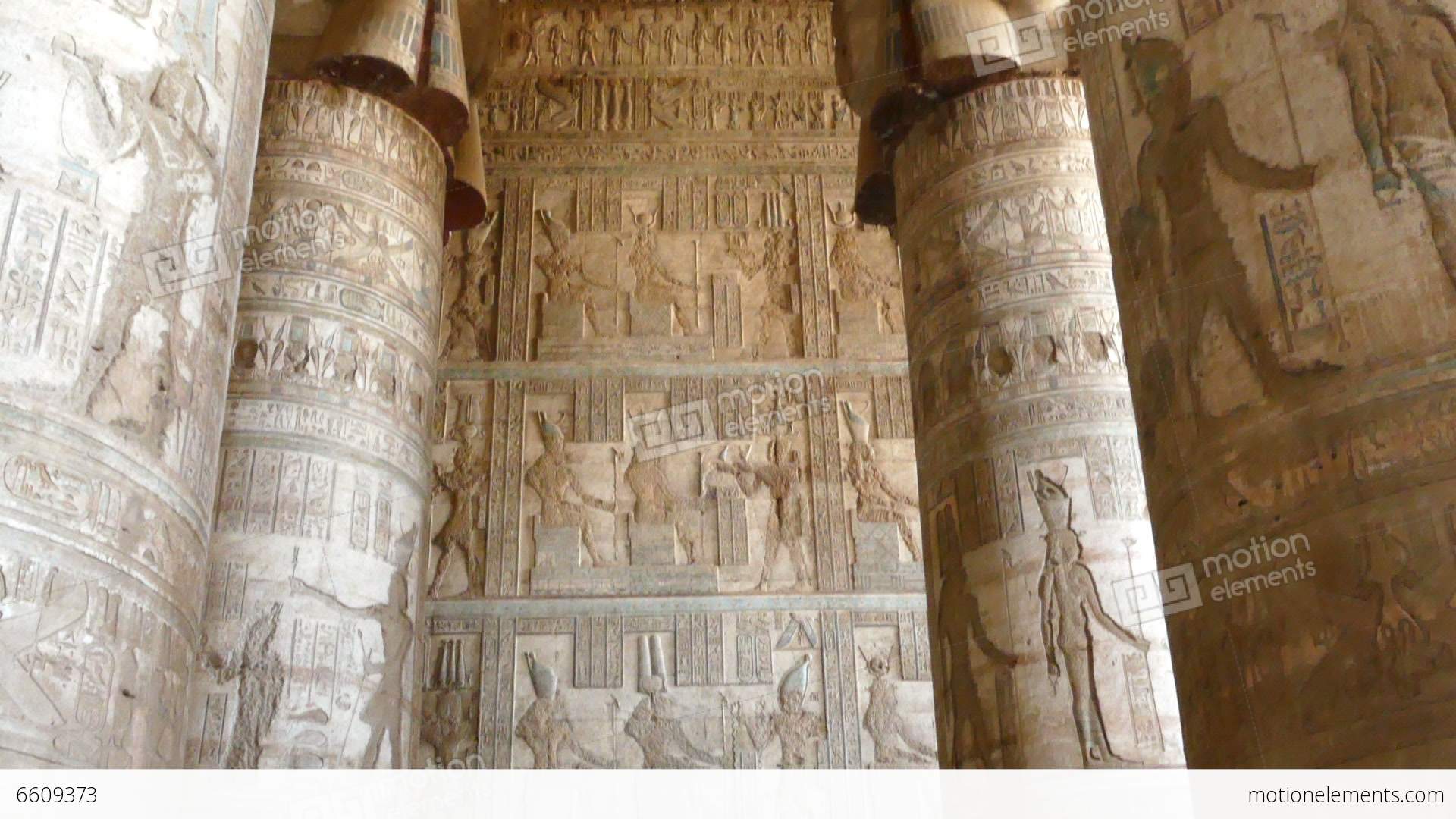 Interior Of Ancient Egyptian Dendera Temple Stock Video