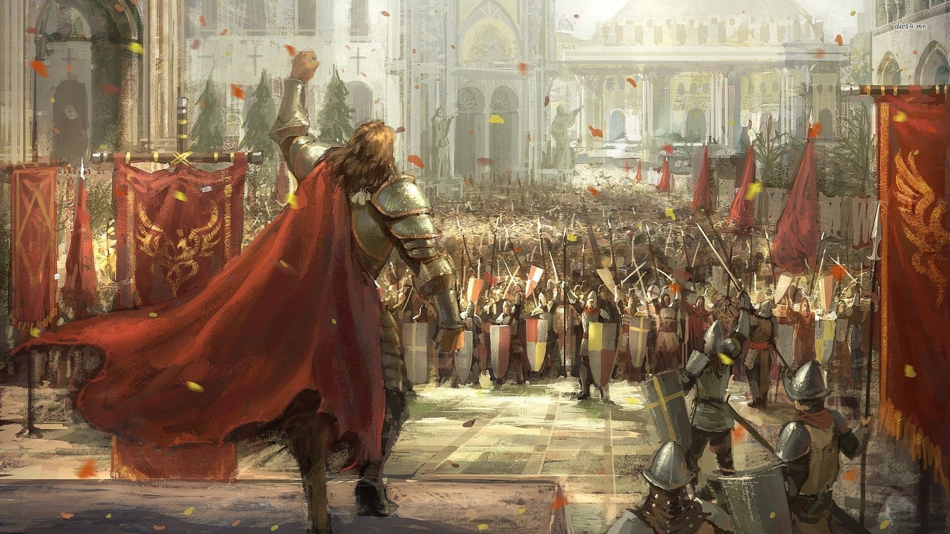 Knight Leading The Soldiers Fantasy HD Desktop Wallpaper