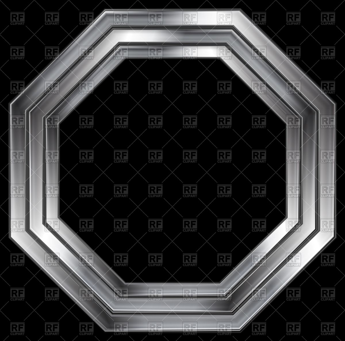 Metallic Octagon On Black Background Frame Vector Image