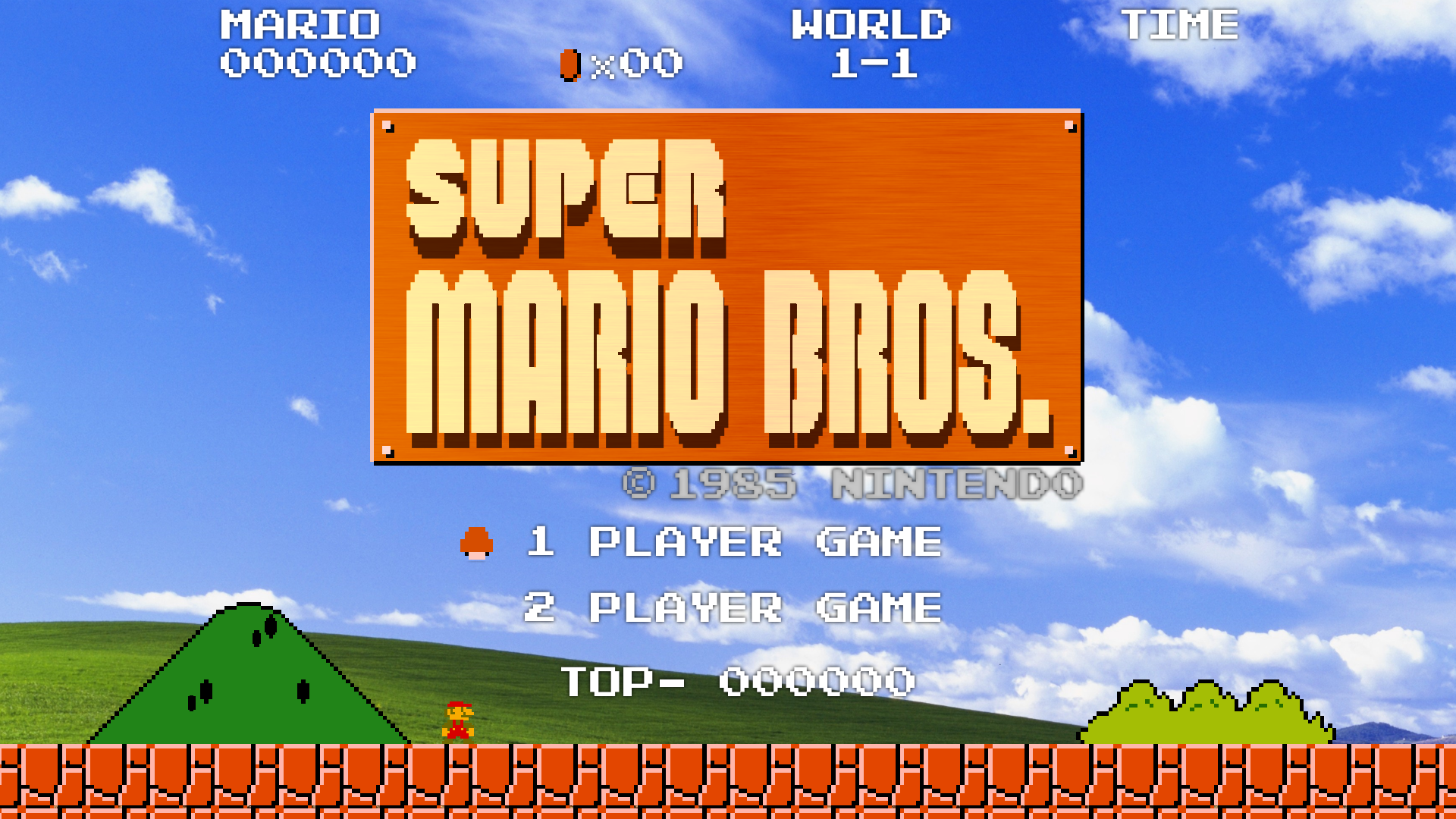 Super Mario Bros Start Screen Wallpaper 1080p