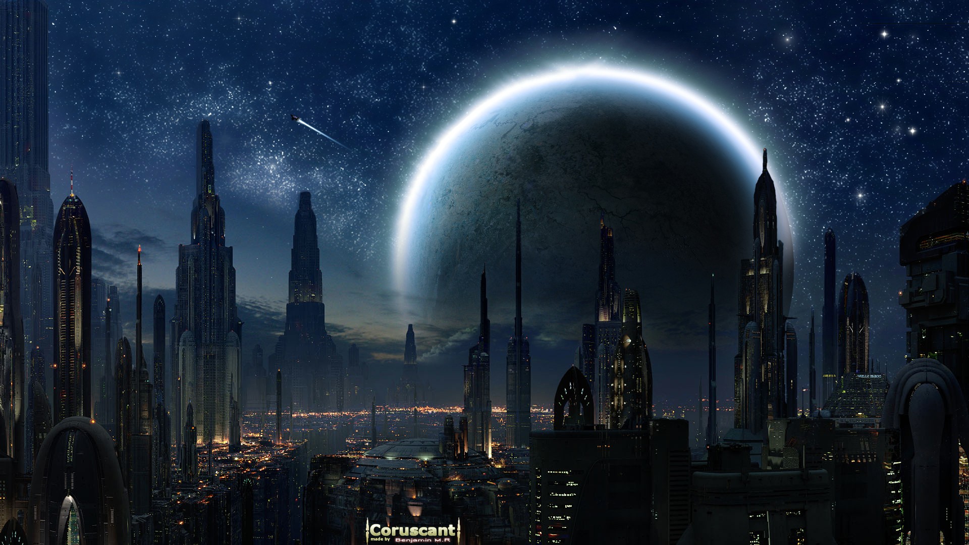 Star Wars Cityscapes Dark Futuristic Spacescape Coruscant